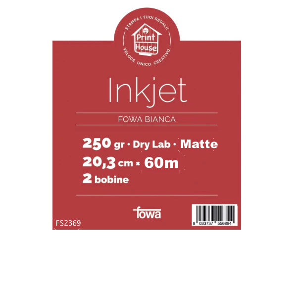 Fowa Bianca Carta Dry Lab 20,3 x 60mt 250gr. Matte FS2369 ( 1 roll ) Fowa Bianca Carta Dry Lab 20,3 x 60mt 250gr. Matte FS2369 ( 1 roll )